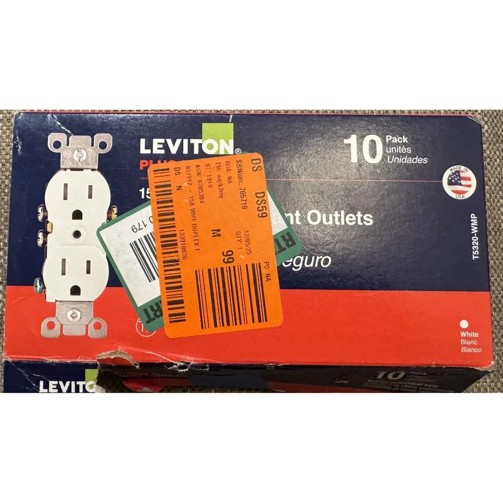 Leviton 10 Pack white Tamper Resistanat Outlets 15A-125V